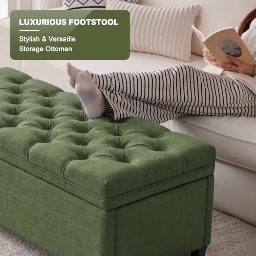 Mangodan 50 Inch Large Storage Ottoman, Tufted Ottoman with Storage - Image 5