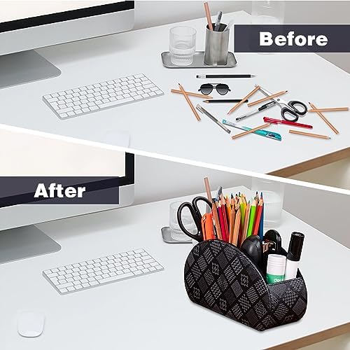 Remote Control Holders Organizer Box with 5 Compartment PU Leather Caddy - Image 3