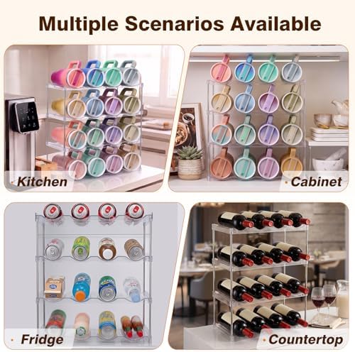 Large Compartment Water Bottle Organizer, Stackable Water Bottle Holder for Stanley 40 oz Tumbler, Clear Tumbler Organizer for Cabinet, Kitchen Pantry or Countertop, 3 Pack (4 Pack) - Image 6