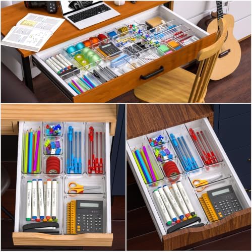 Yieach 25 Pcs Clear Acrylic Drawer Organizer Trays,1.6 in Shallow In Drawer Organizers for Bathroom,Office Desk and Vanity Organizers,Plastic Trays for Organizing for Jewelry,Cosmetic,Utensil,Junks - Image 5