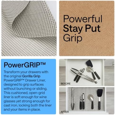 GORILLA GRIP powerGRIP Drawer Shelf and Cabinet Liner, 17.5"x30' Light Gray - Image 3