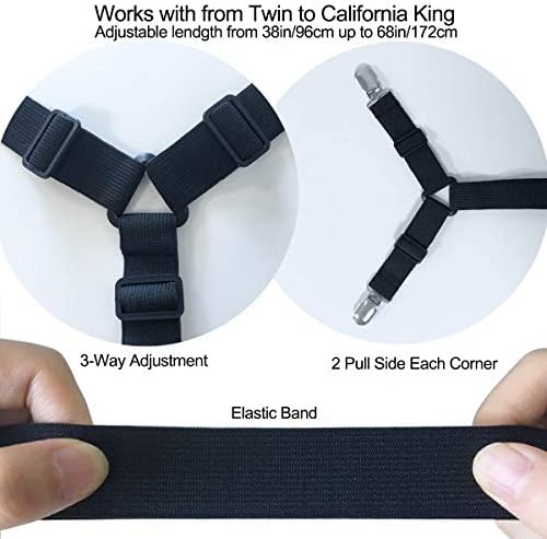 Bed Sheet Holder Straps - Sheet Straps Adjustable Bed Sheet Clips Fasteners Keep Sheets Stays in Place,2Pcs/Set Black - Image 4