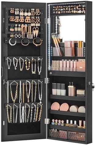 SONGMICS Mirror Jewelry Cabinet Armoire, Wall or Door Mounted, Lockable by SONGMICSbySONGMICSHOME
