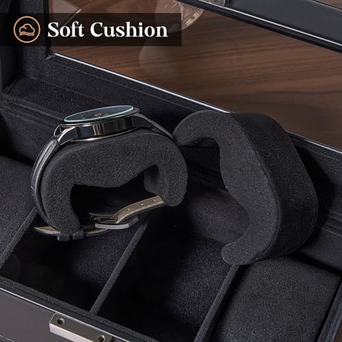 ProCase Watch Case, 4 Slot Mens Watch Box with Drawer -Black - Image 4