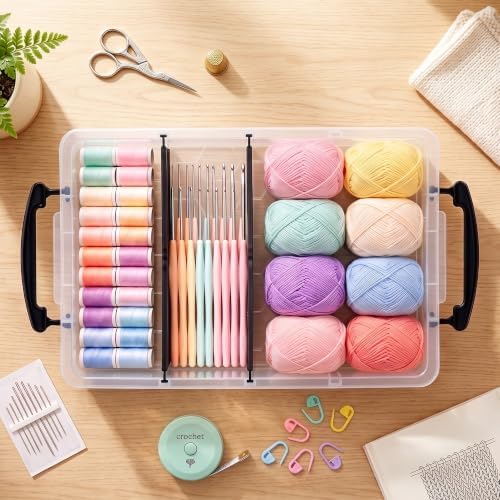 Citylife 2PC Clear Craft Organizers and Storage with 3 Removable Dividers - Image 3