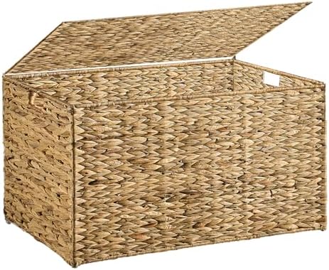 Water Hyacinth Storage Basket with Lid, 52.8 Gallon(200L),Natural by MOORLITER