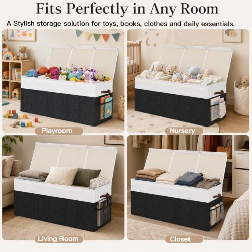 150L Extra Large Toy Storage Box with Lid for Boys Girls Nursery Playroom - Image 3