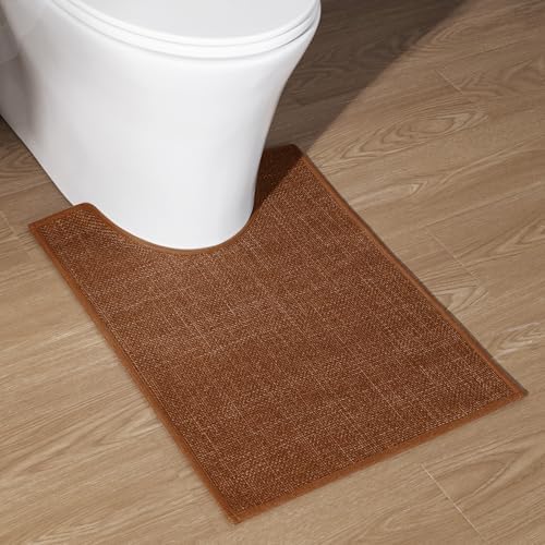 chakme Bathroom Rugs Mat U-Shaped 24x17, Ultra ThinNon Slip Bath Mat Small Quick Dry Absorbent Bath Matfor Bathroom Floor, Rust, U-24"x17" by CHAKME
