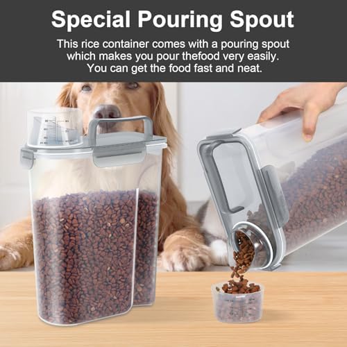 LEAWALK Cat Dog Pet Food Storage Container 5-7Lbs BPA-free (Clear Grey, 5L-1pack) - Image 2