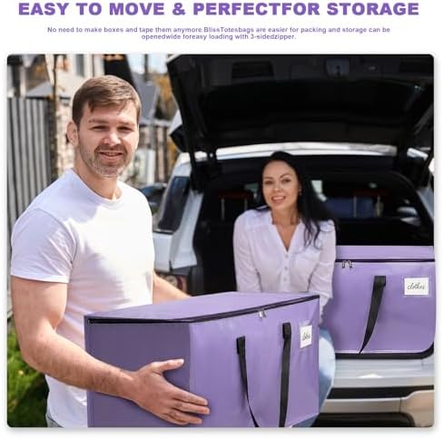 Moving Bags Heavy Duty Lavender Purple – Large Packing Bags for Moving, Extra Large Storage Totes with Zippers and Handles - Image 4