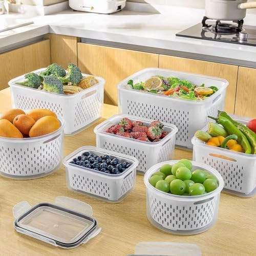4 PCS Fruit Storage Containers for Fridge, Leakproof Produce Containers - Image 7