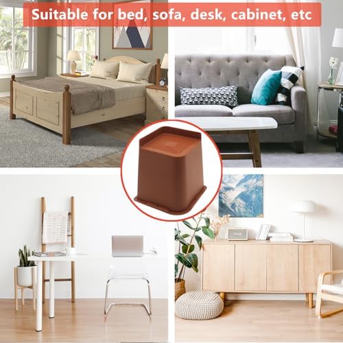 8 Pack Bed Risers 6 inch Heavy Duty Brown, Furniture Risers - Image 6