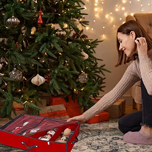 ProPik 2 Pack Christmas Figures Storage Box | Each Holds 4 Holiday Figurines up to 16” | Adjustable Nutcracker Decor Ornament Storage Container | Xmas Decorations Accessories Boxes (Red) - Image 2