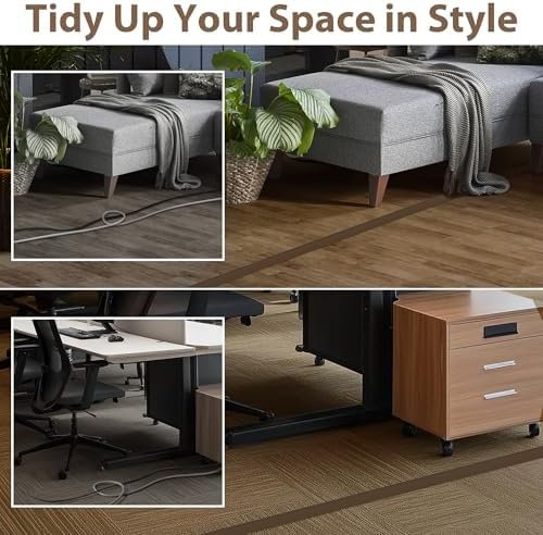 ZhiYo 6ft Floor Cord Cover, Cable Cavity 0.6" W x 0.32" H, Coffee Brown - Image 4