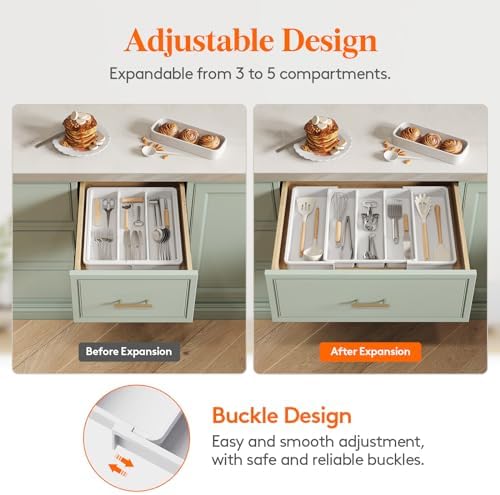 Lifewit Utensil Organizer for Kitchen Drawers, Expandable Utensil Tray - Image 4