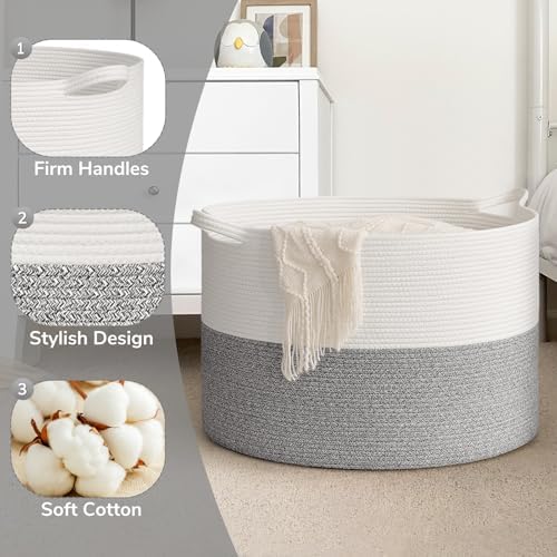 Goodpick Extra Large Woven Blanket Basket Living Room, Toy Bin,115L - Image 5