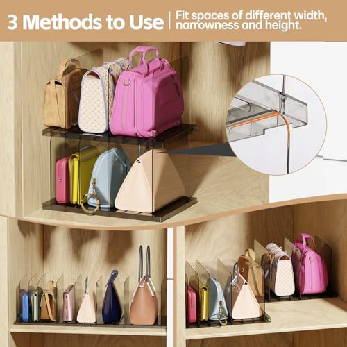 PAVSTINE 2 Pack Adjustable Purse Organizer, Stackable Closet Storage, Black - Image 4