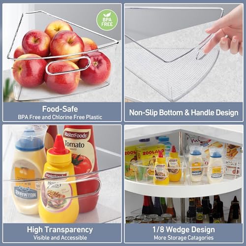 Leeden Lazy Susan Cabinet Organizer, 1/8 Wedge Bins for 26in, 6 Pack - Image 5