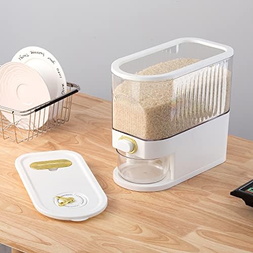 Sooyee Clear 11Lbs Rice Dispenser, Large Grain Container Storage with Lid, Measuring Cylinder, Moisture Proof Household Cereal Dispenser Bucket for Kitchen Soybean Corn - Image 3
