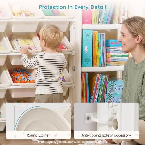 Vtopmart Kids Toy Storage Organizer with Bookshelf for Playroom - Image 6
