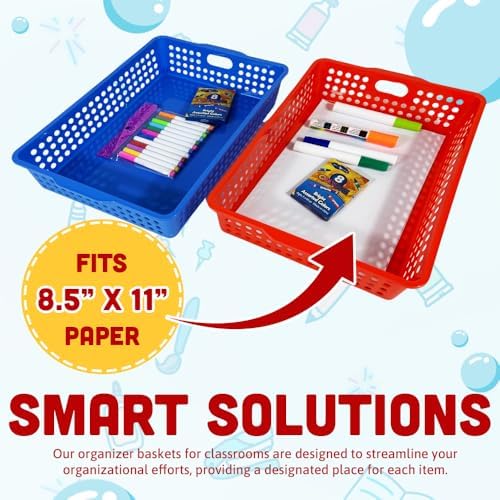 4E's Novelty 6 Pcs Colorful Plastic Classroom Storage Bins 13.75" X 10.25" for Organizing A4 Papers Trays, Turn In Containers Kids School Teachers Classroom Organization & Storage Supplies - Image 3