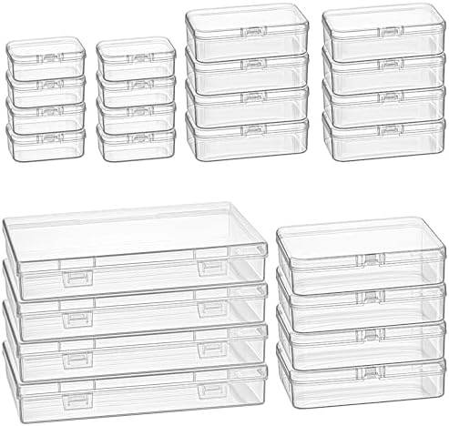 24 Pieces Mixed Sizes Rectangular Empty Mini Clear Plastic Organizer Box by GoodmaOnline