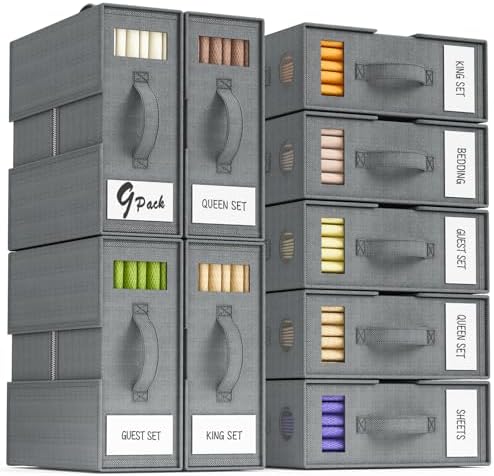 9 Pack Sheet Organizers and Storage, Bed Sheet Organizer by Unknown