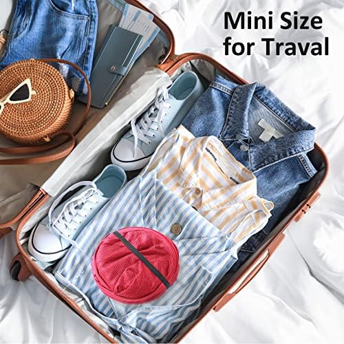 TECHMILLY Collapsible Mesh Pop Up Laundry Hamper with Sturdy Handles and Side Pocket - Portable Foldable Clothes Baskets for Dorm, Bathroom & Travel Storage (Pink, 2 Packs) - Image 2