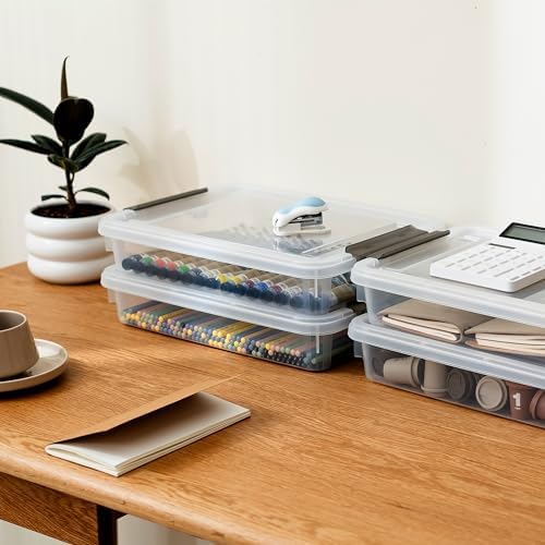 Citylife 11PC Storage Bins with Lids, Stackable Plastic Box, Paper Storage - Image 4