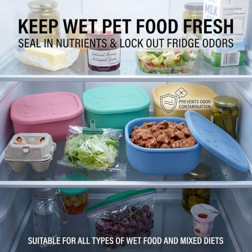 2ME Airtight Pet Wet Food Storage Containers with Lids (4-Pack, 12oz) - Silicone Meal Prep Kit for Dog & Cat Food - Freezer, Microwave & Dishwasher Safe - with Stainless Steel Scoop - Image 3