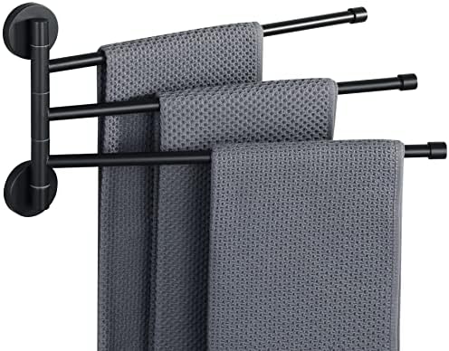 Alise 3 Arm Swivel Towel Rack, Matte Black Swivel Out Towel Bar, 13.9 Inch by Alise