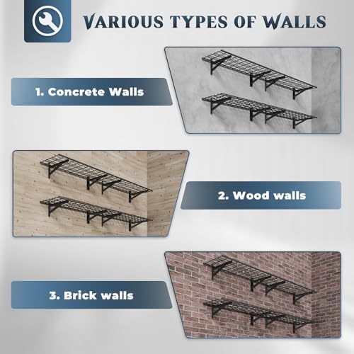 Jusgym 4 Pack Garage Shelving Wall Mounted, 1.5x4ft, 1400LB Heavy Load - Image 3