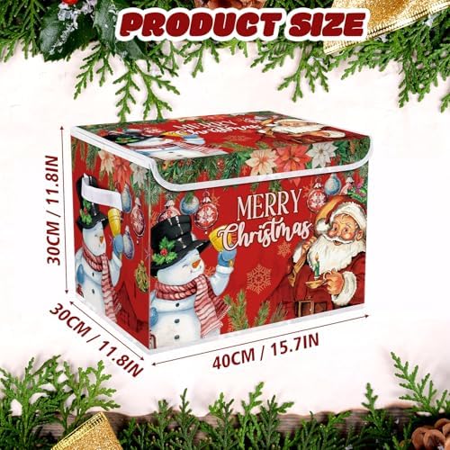 Briwooody Christmas Storage Bin with Lid and Carrying Handle Christmas Foldable Storage Box Large Xmas Decorative Collapsible Container Basket for Organizing Closet Home Bedroom Gift(Santa Claus) - Image 2