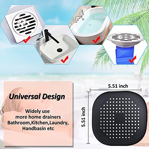 Bovinde Hair Drain Catcher,Square Cover for Shower 4 Pack (Jet Black) - Image 6