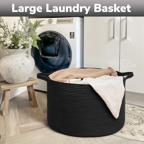 Goodpick Large Woven Dirty Clothes Basket for Nursery & Living Room, 85L - Image 4