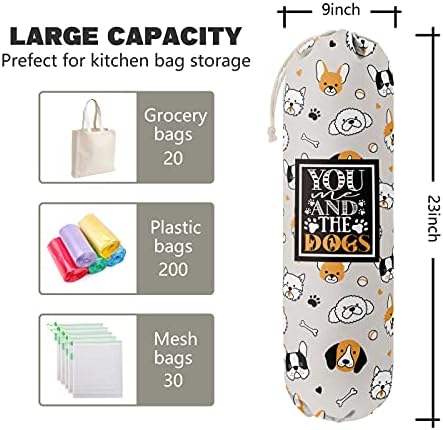 Funny You Me & The Dogs, Grocery Bags Holder Organizer For Shopping Bags, Wall Mount Plastic Bags Storage Container Dispensers, Gift For The Preferred Family And Friends - Image 3