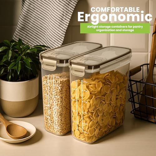 Utopia Kitchen Cereal Containers Storage Set with Lids, 6 Pack, 4L, Clear - Image 6