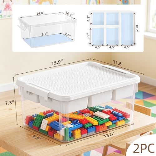 Citylife 17QT 2-Pack Toy Organizer Craft Storage Buildable Lid Movable Tray - Image 3