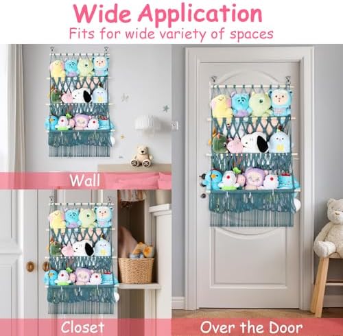 3 Tier Stuffed Animal Storage Net, 24x39'' Large Plushy Net, Aqua - Image 4