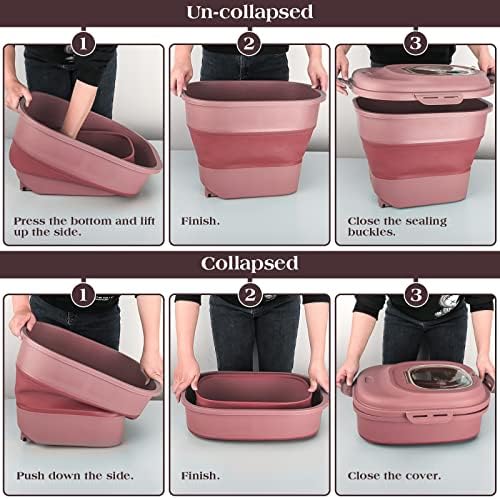 TIOVERY Dog Food Storage Container, Airtight Collapsible 13lb to 30lb Pet Food Container with Flip Top, Rolling Wheel, Scoop and a small container for Dog Cat Food and Dry Food of Rice, Flour - Image 5