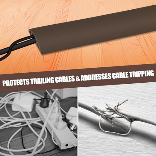 Floor Cord Cover Cable Cavity Self Adhesive Cord Hider Floor 10FT Floor Cable Management Power Cord Protector Floor Electric Cord Covers for Offices, Gym, Exhibitions (CoffeeBrown, 1.97" x 10') - Image 6