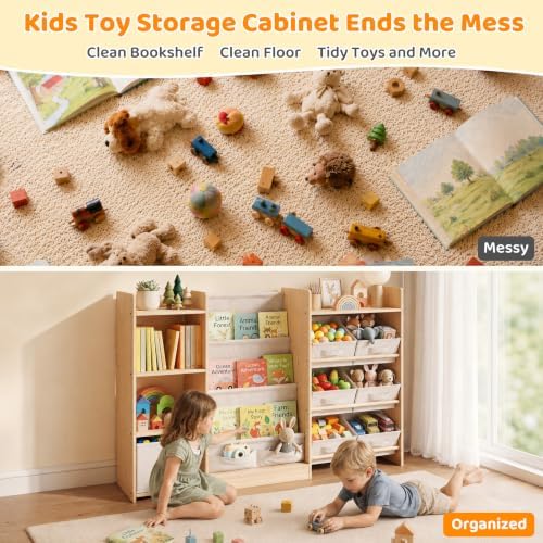 GITAWUSA Toy Organizer and Storage, Kids Bookshelf with 7 Bins, 51.4" W - Image 5