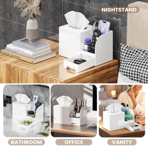 Plastic Square Tissue Box Cover, Multi-Functional Tissue Holder, White - Image 6