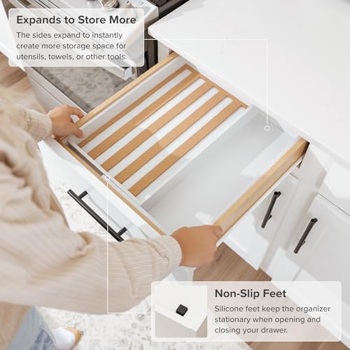 KitchenEdge Expandable Spice Drawer Organizer, White Bamboo - Image 6