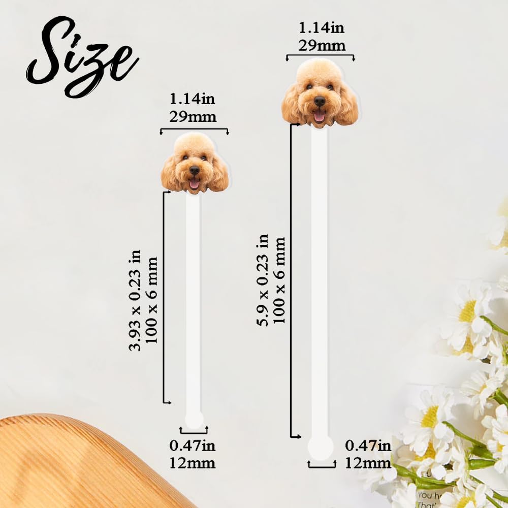 Custom 50 Pcs Double-Sided Wedding Pet Stir Sticks, Personalized Dog Cat Head Acrylic Cocktail Stirrers, Custom Your Photo Stir Sticks, Decor Birthday, Retirement, Bachelorette Parties