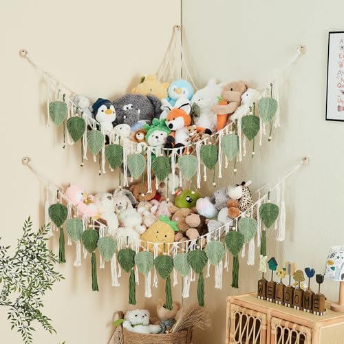 Pretty Jolly Stuffed Animal Hammock with Leaf Beads and Tassels - Image 5