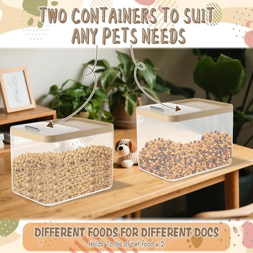 CIEOVO 2 Pack Airtight Dog Food Storage Container, 10Lbs Clear Pet Dog Food Storage Bin with Measuring Scoops for Rice Grain Pet Dog Cat Bird Dog Treat Storage Food Fresh - Image 3