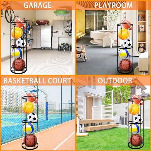 Garage Ball Storage Rack, Wall-Mounted Basketball Holder, Vertical Ball Rack for Soccer Volleyball Football Basketball, Space-Saving Sports Ball Storage Organizer for Garage & Home - Image 6