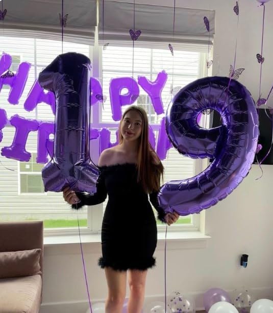 Purple Number 19 Balloon 40 Inch Birthday Decorations, Number 19 Balloon Birthday Party Decorations, Anniversary Decorations Graduations Party Supplies