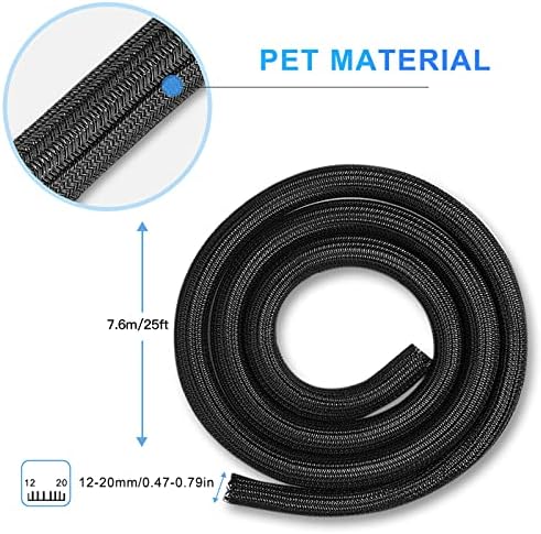 AGPTEK Cable Sleeve, 25ft - 4/5 inch Cable Management Cord Hider, Black - Image 6